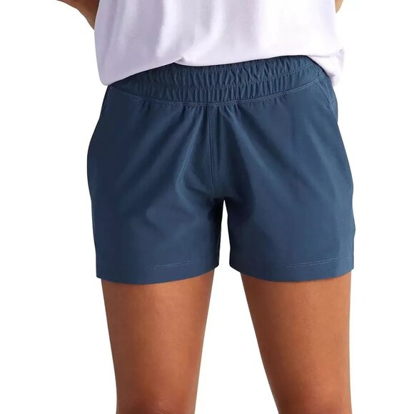 Free Fly Apparel Pants - Free Fly Women's Pull-On Breeze Shorts Blue Dusk II Elastic Wasit Pocket Large